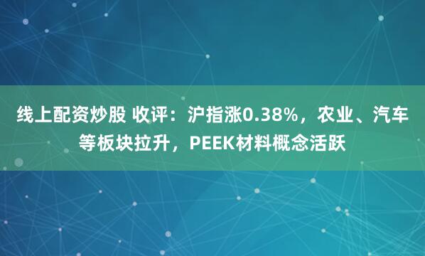 线上配资炒股 收评：沪指涨0.38%，农业、汽车等板块拉升，PEEK材料概念活跃